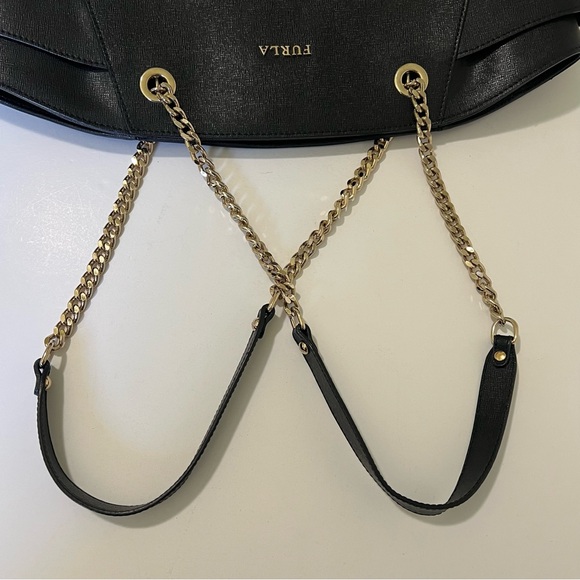 Furla Black Shoulder Bag with Gold Chain - Picture 8 of 16